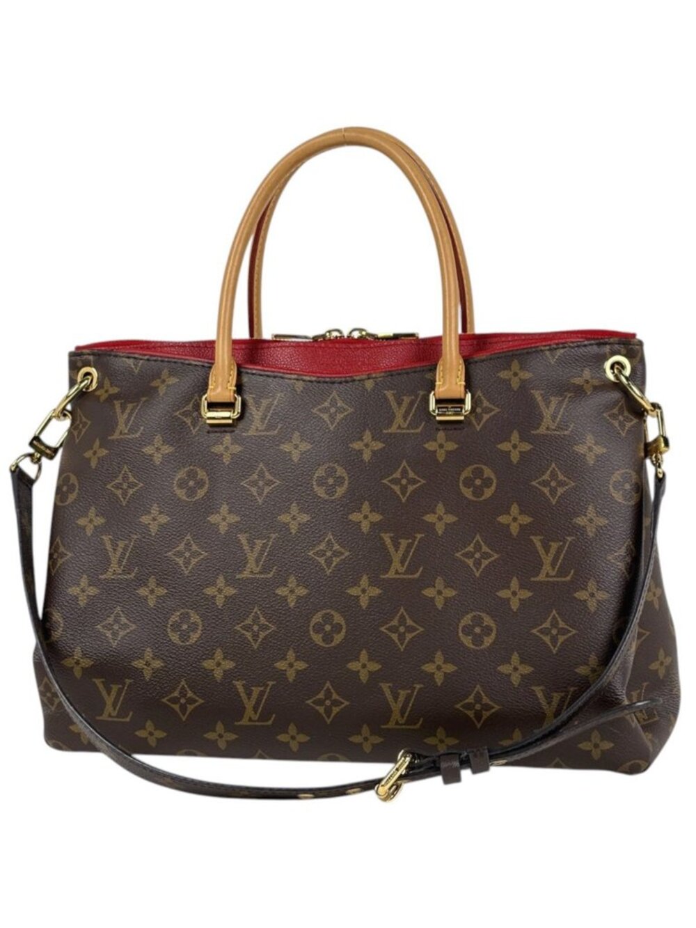 Louis Vuitton Pallas Handbag 2-Way Monogram Brown Cerise
